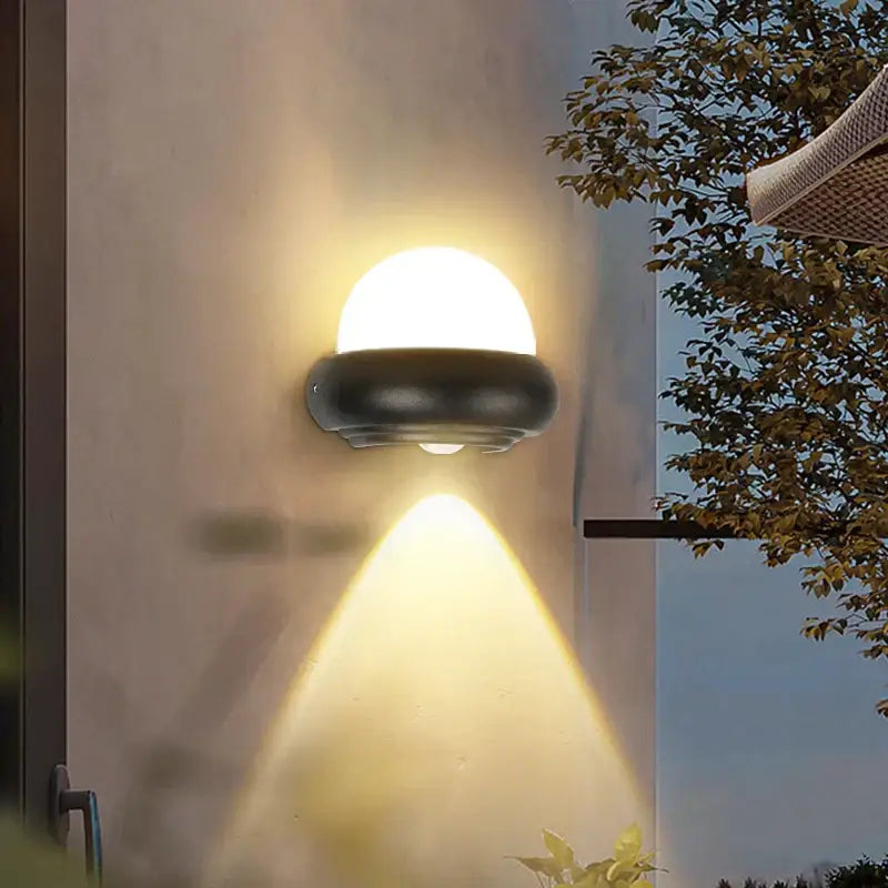 Modern circular black solar wall light exterior acrylic led wall