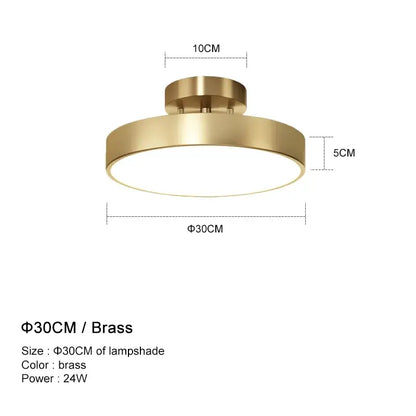 Modern circular brass led ceiling chandelier for living room