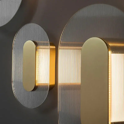 Modern circular brushed metallic wall lamp – living room sconce