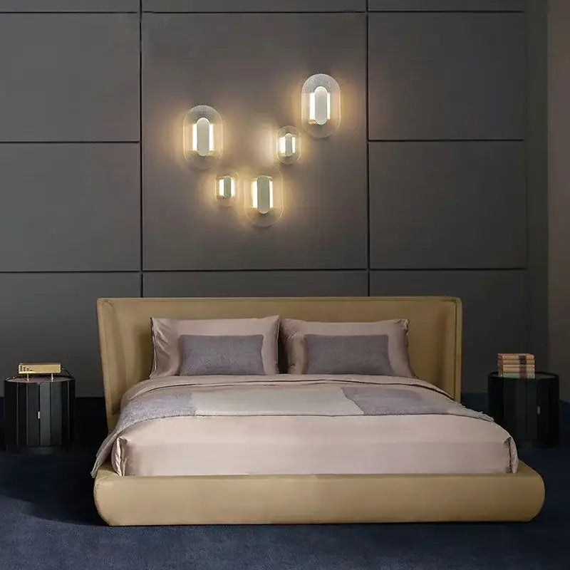 Modern circular brushed metallic wall lamp – living room sconce