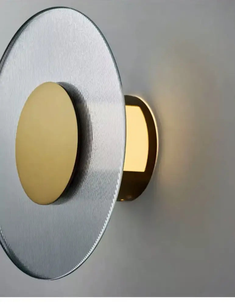 Modern circular brushed metallic wall lamp – living room sconce