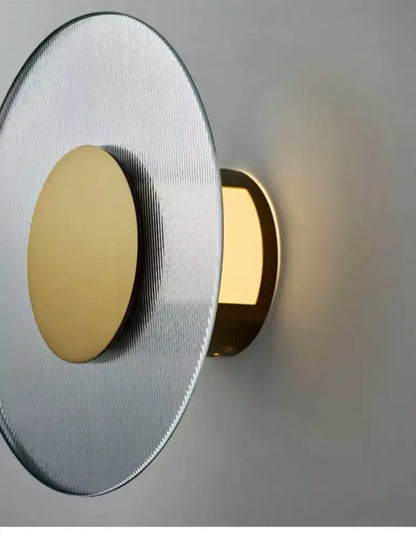 Modern circular brushed metallic wall lamp – living room sconce