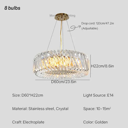 Modern circular crystal led ceiling chandelier dining room light