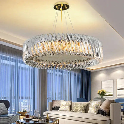 Modern circular crystal led ceiling chandelier dining room light
