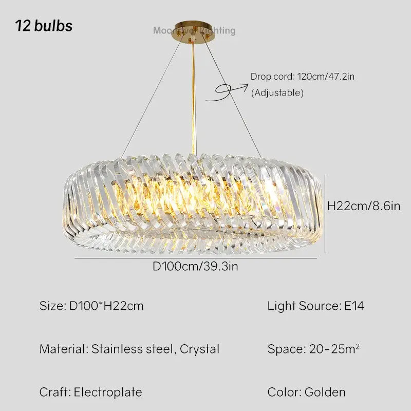 Modern circular crystal led ceiling chandelier dining room light