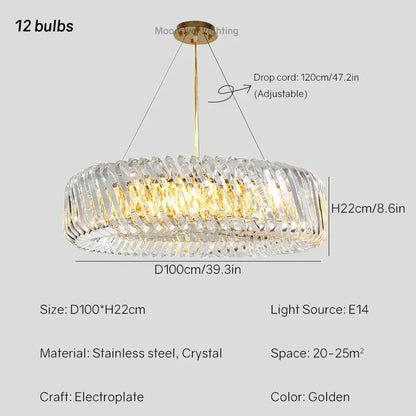 Modern circular crystal led ceiling chandelier dining room light