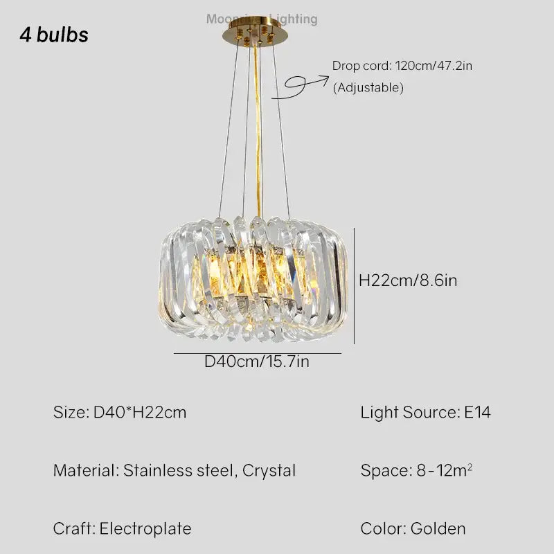 Modern circular crystal led ceiling chandelier dining room light