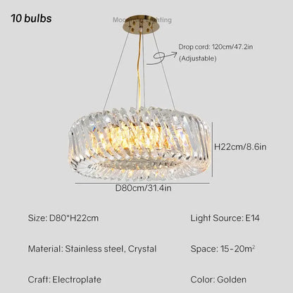 Modern circular crystal led ceiling chandelier dining room light