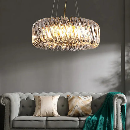 Modern circular crystal led ceiling chandelier dining room light