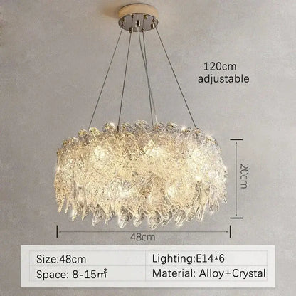 Modern circular glass petal led chandelier for dining room