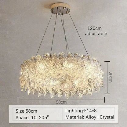 Modern circular glass petal led chandelier for dining room