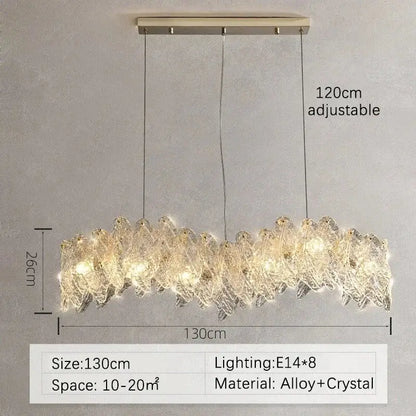 Modern circular glass petal led chandelier for dining room