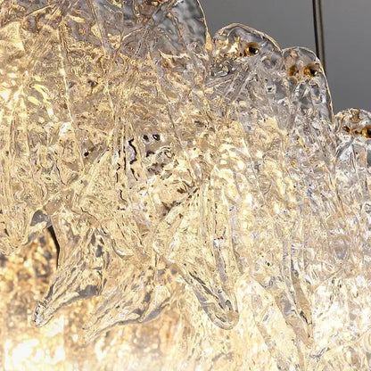 Modern circular glass petal led chandelier for dining room