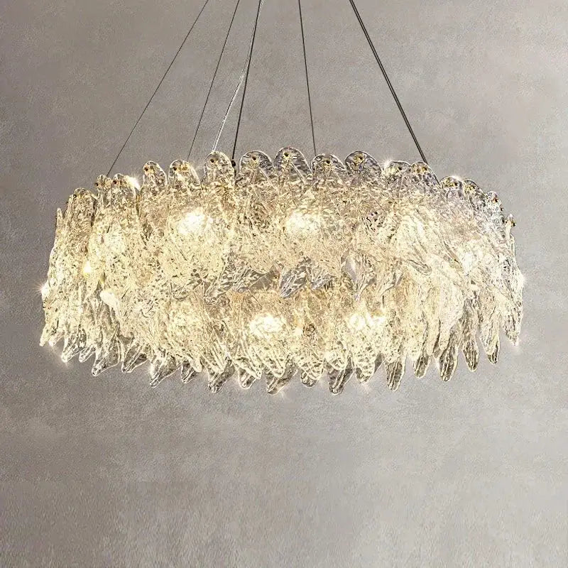 Modern circular glass petal led chandelier for dining room
