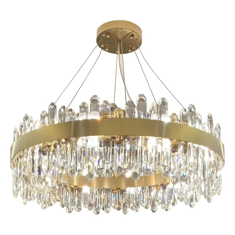 Modern circular gold crystal chandelier for living room