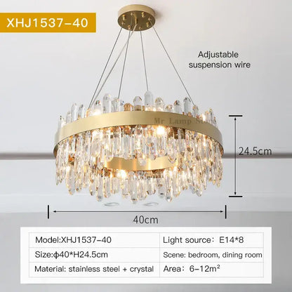 Modern circular gold crystal chandelier for living room