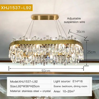 Modern circular gold crystal chandelier for living room