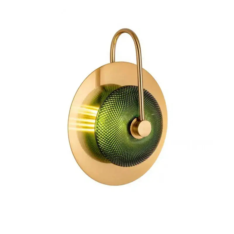 Modern circular green copper wall lamp living room sconce