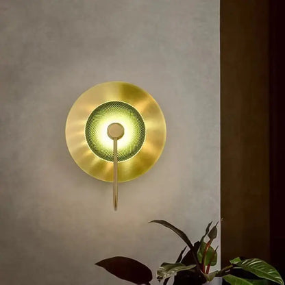 Modern circular green copper wall lamp living room sconce