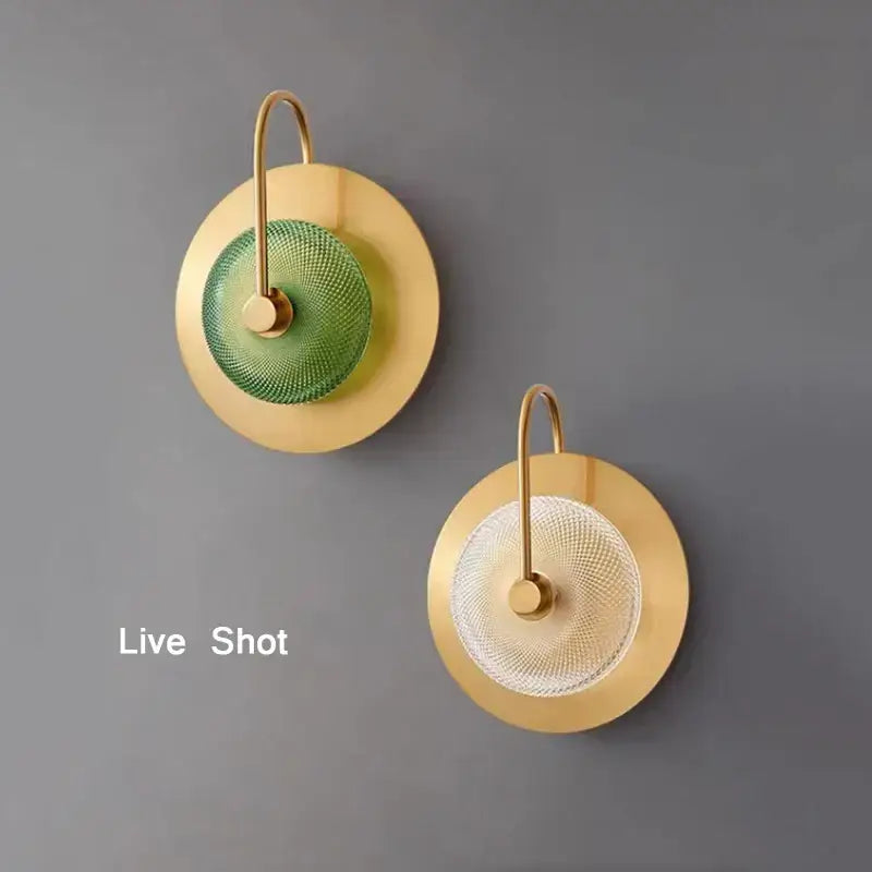 Modern circular green copper wall lamp living room sconce