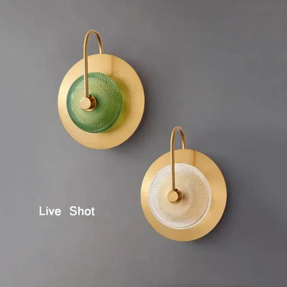 Modern circular green copper wall lamp living room sconce