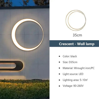 Modern circular led wall lamp garden outdoor space light