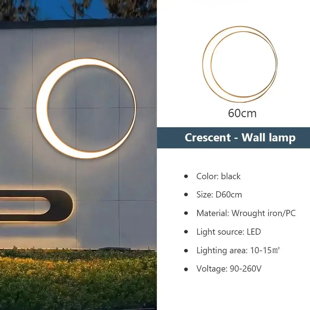 Modern circular led wall lamp garden outdoor space light