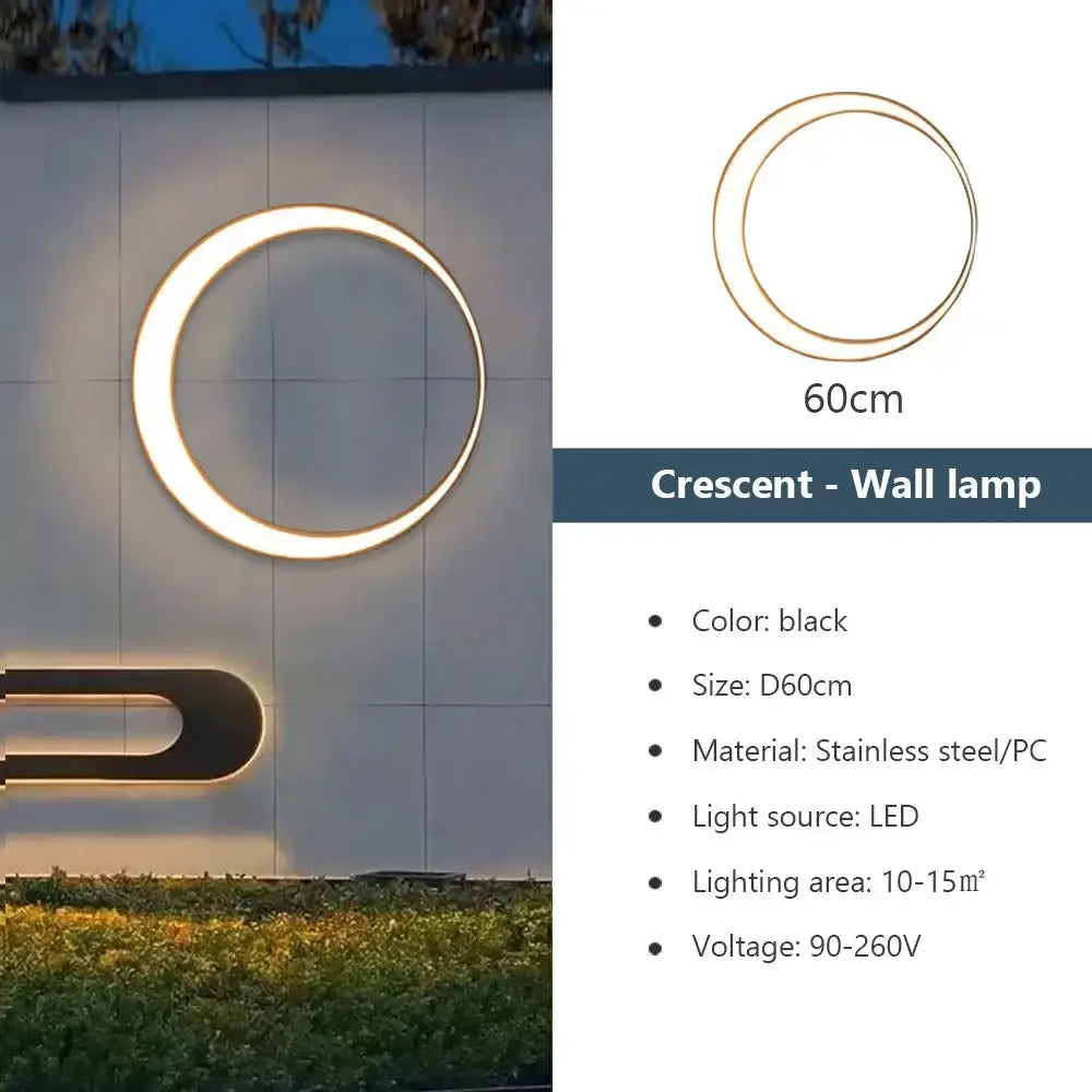 Modern circular led wall lamp garden outdoor space light
