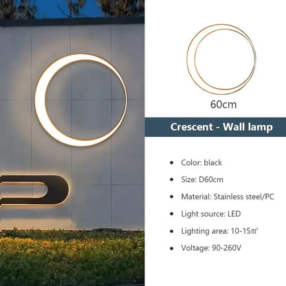 Modern circular led wall lamp garden outdoor space light