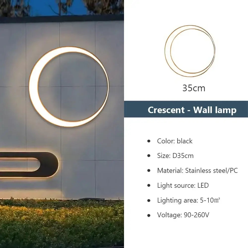 Modern circular led wall lamp garden outdoor space light