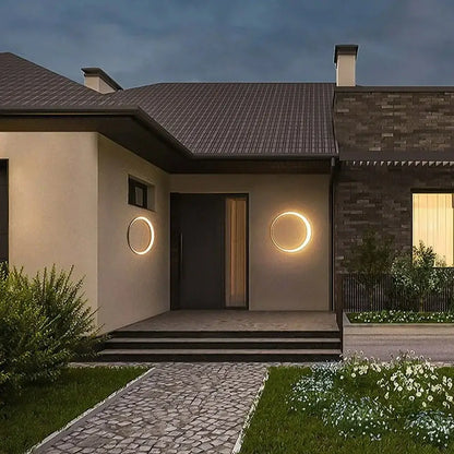 Modern circular led wall lamp garden outdoor space light