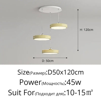 Modern circular pale yellow pendant light dining room chandelier