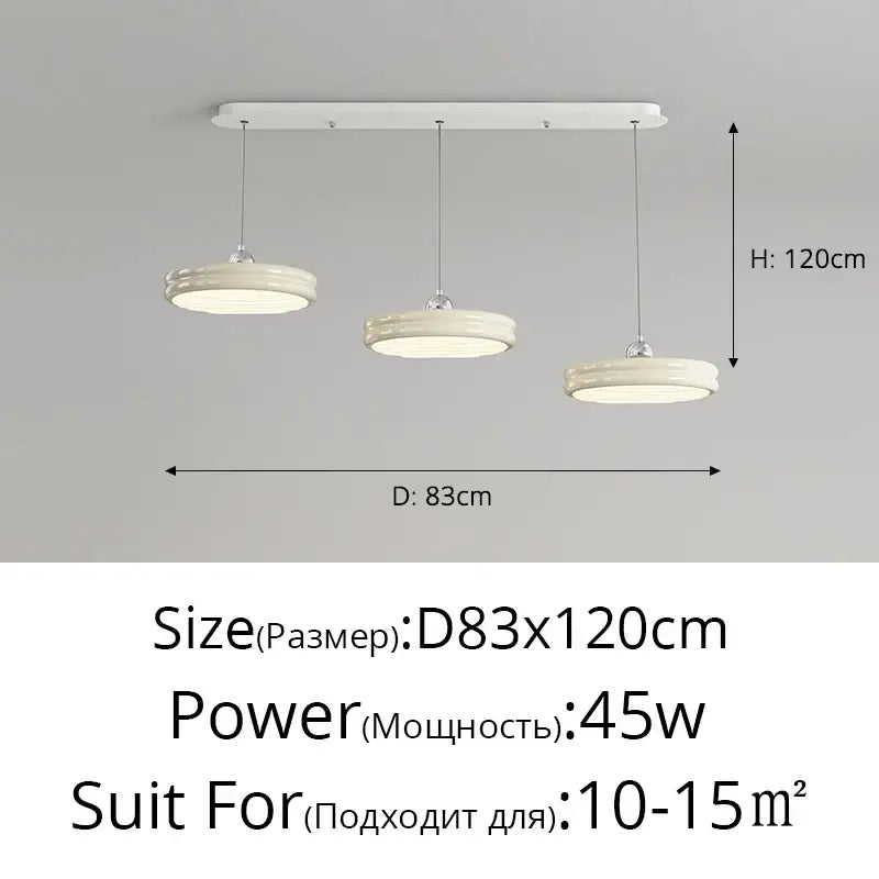 Modern circular pale yellow pendant light dining room chandelier