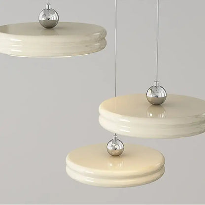 Modern circular pale yellow pendant light dining room chandelier