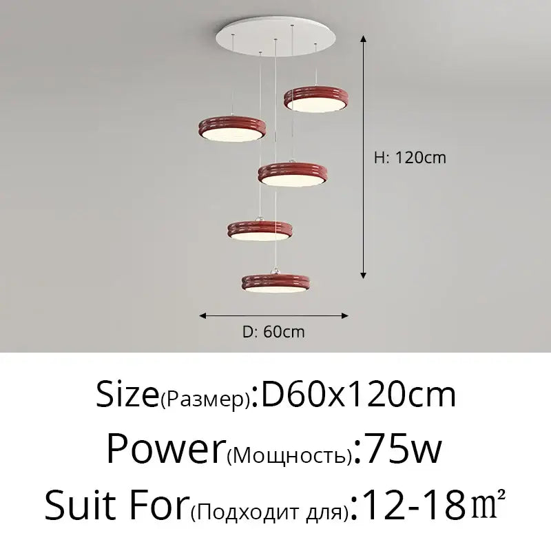 Modern circular pale yellow pendant light dining room chandelier