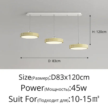 Modern circular pale yellow pendant light dining room chandelier