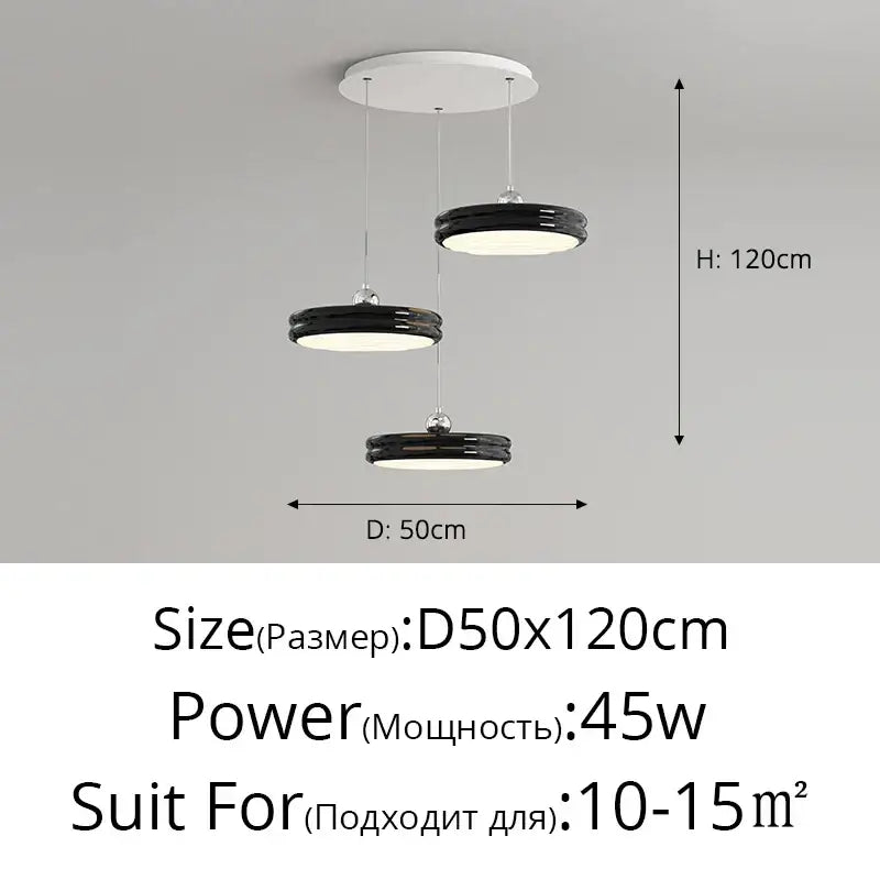 Modern circular pale yellow pendant light dining room chandelier