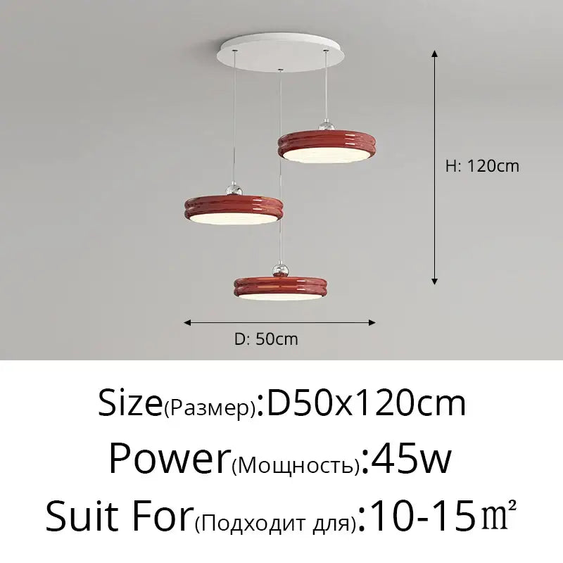 Modern circular pale yellow pendant light dining room chandelier