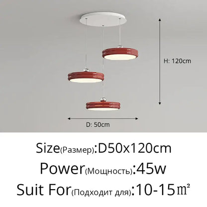 Modern circular pale yellow pendant light dining room chandelier
