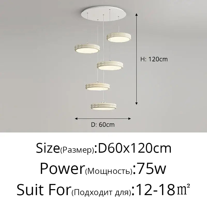 Modern circular pale yellow pendant light dining room chandelier