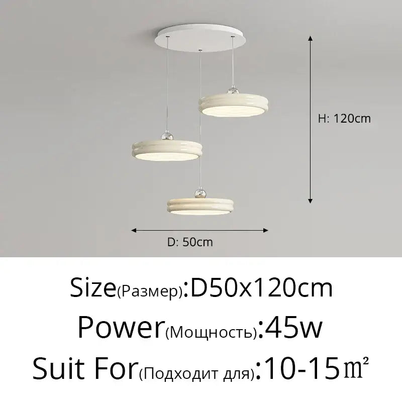 Modern circular pale yellow pendant light dining room chandelier