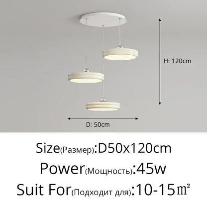 Modern circular pale yellow pendant light dining room chandelier