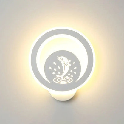 DecorBites™ Modern Circular Sconce Lighting: Acrylic LED Wall Light Fixture in White for Living Room