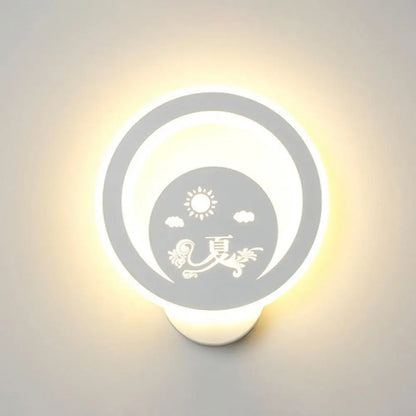 DecorBites™ Modern Circular Sconce Lighting: Acrylic LED Wall Light Fixture in White for Living Room