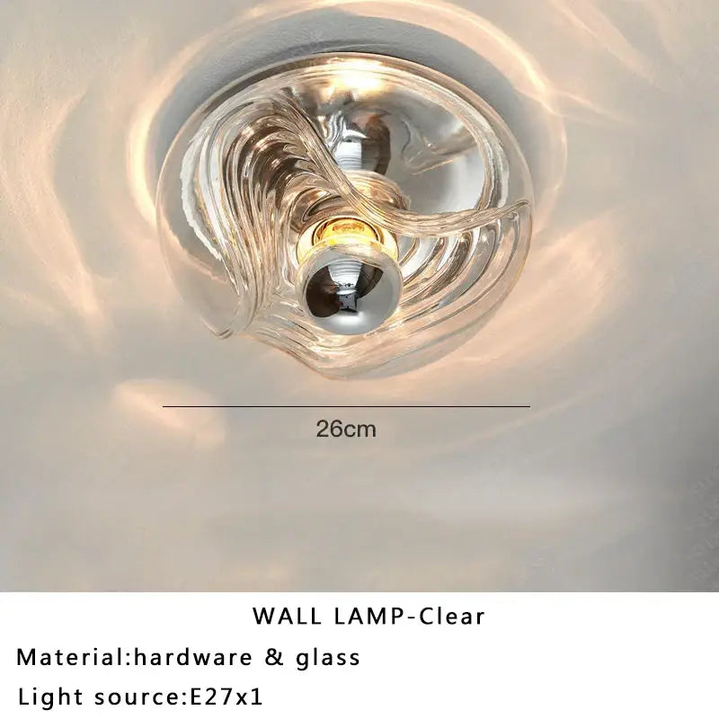 Modern circular swirling designer glass wall lamp for bedroom