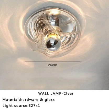 Modern circular swirling designer glass wall lamp for bedroom