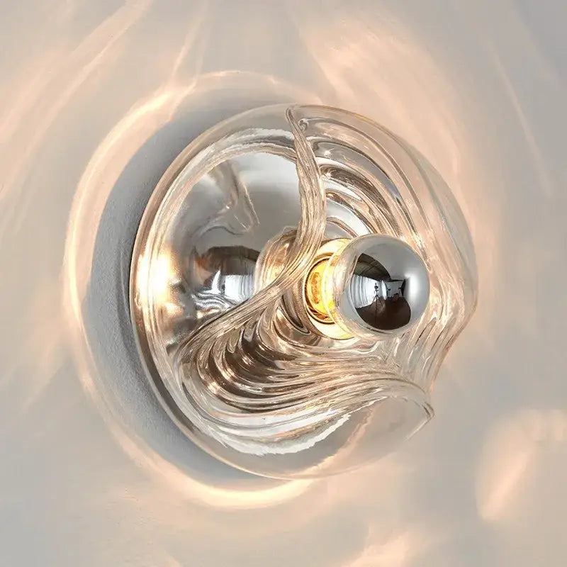 Modern circular swirling designer glass wall lamp for bedroom