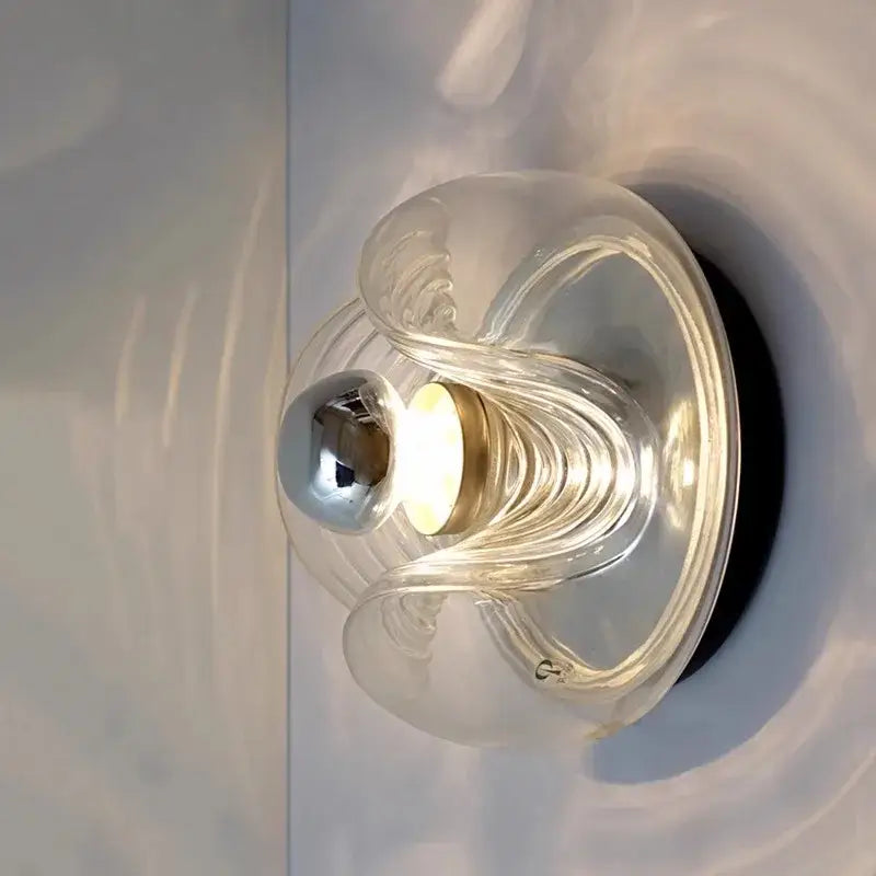 Modern circular swirling designer glass wall lamp for bedroom
