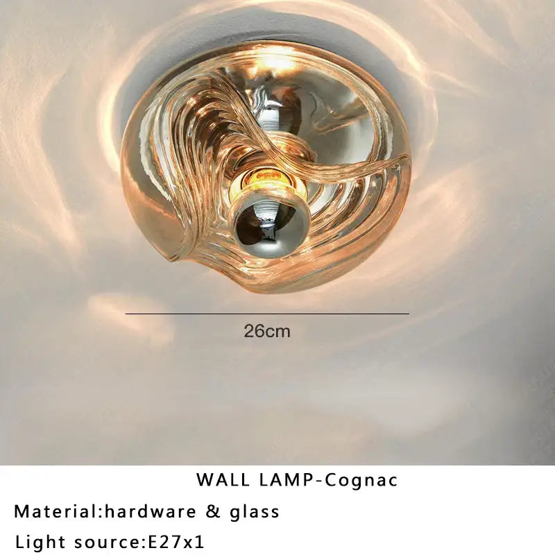 Modern circular swirling designer glass wall lamp for bedroom