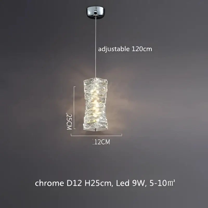 Modern circular textured crystal chandelier living room pendant light